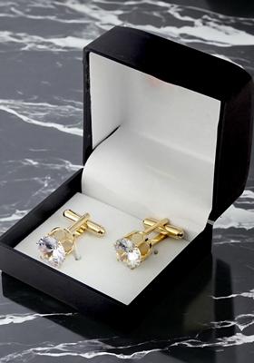 White Studs Gold Plated Cuffling For Men