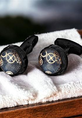 Black Studs Rhodium Plated Cuffling For Men