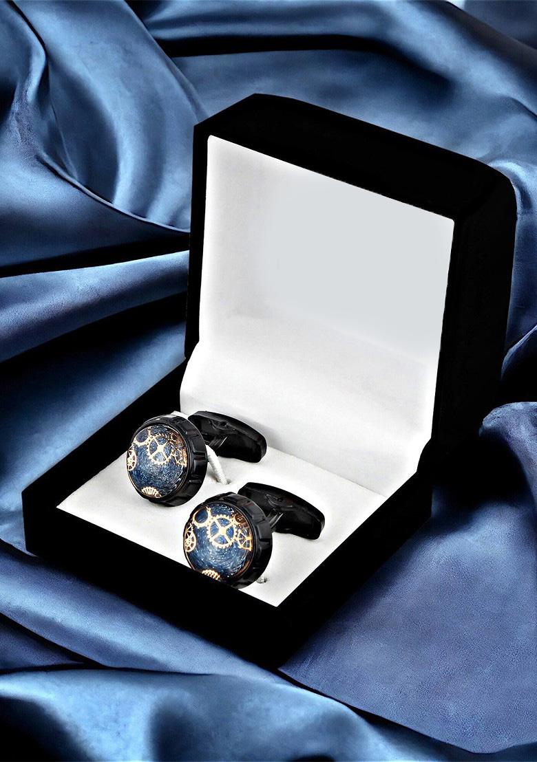 Black Studs Rhodium Plated Cuffling For Men