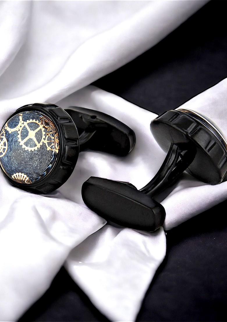 Black Studs Rhodium Plated Cuffling For Men