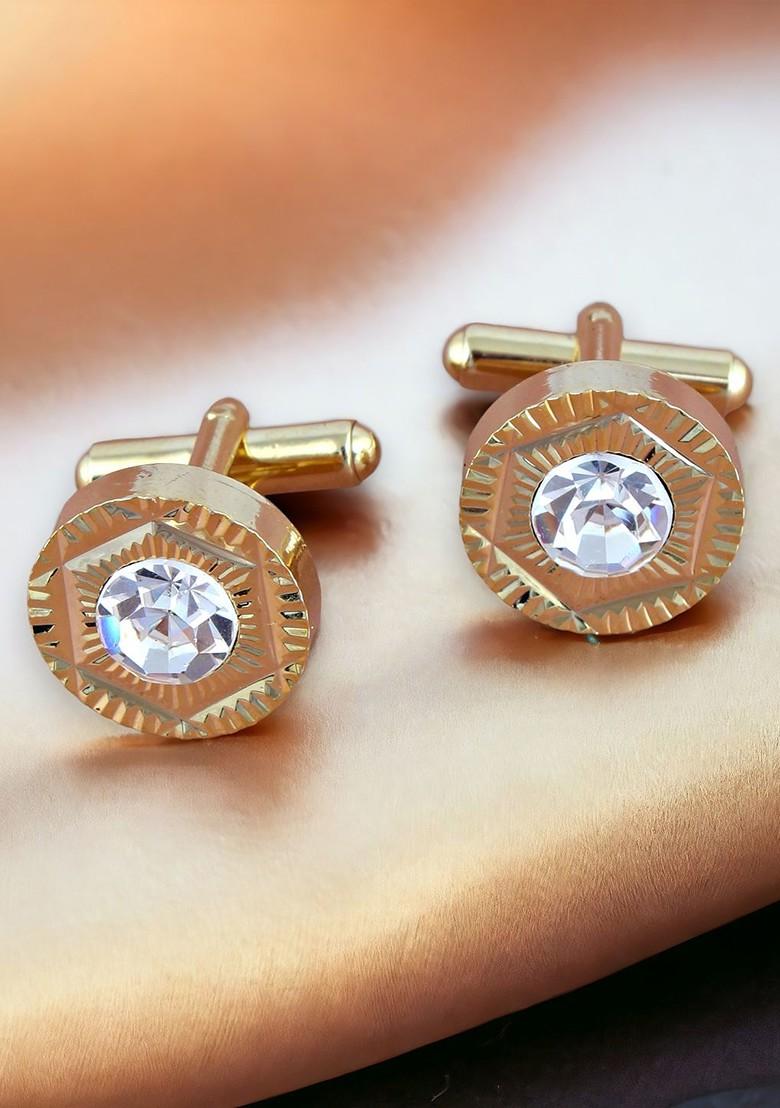White Studs Gold Plated Cuffling For Men