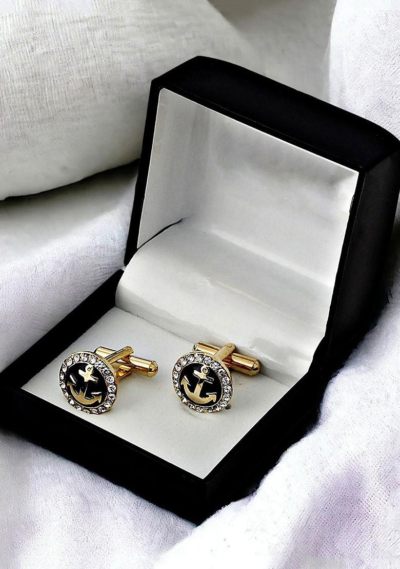 Black Studs Gold Plated Cuffling For Men