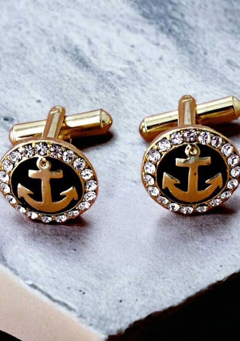 Black Studs Gold Plated Cuffling For Men