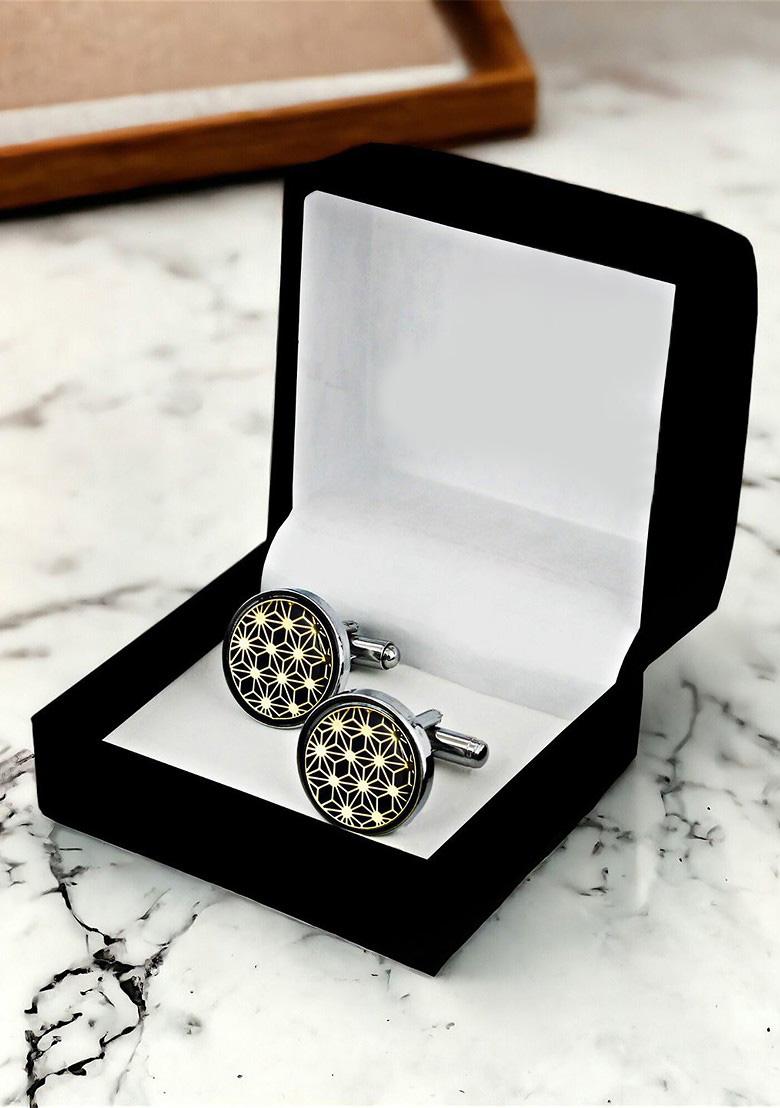 Black Studs Silver Plated Cuffling For Men