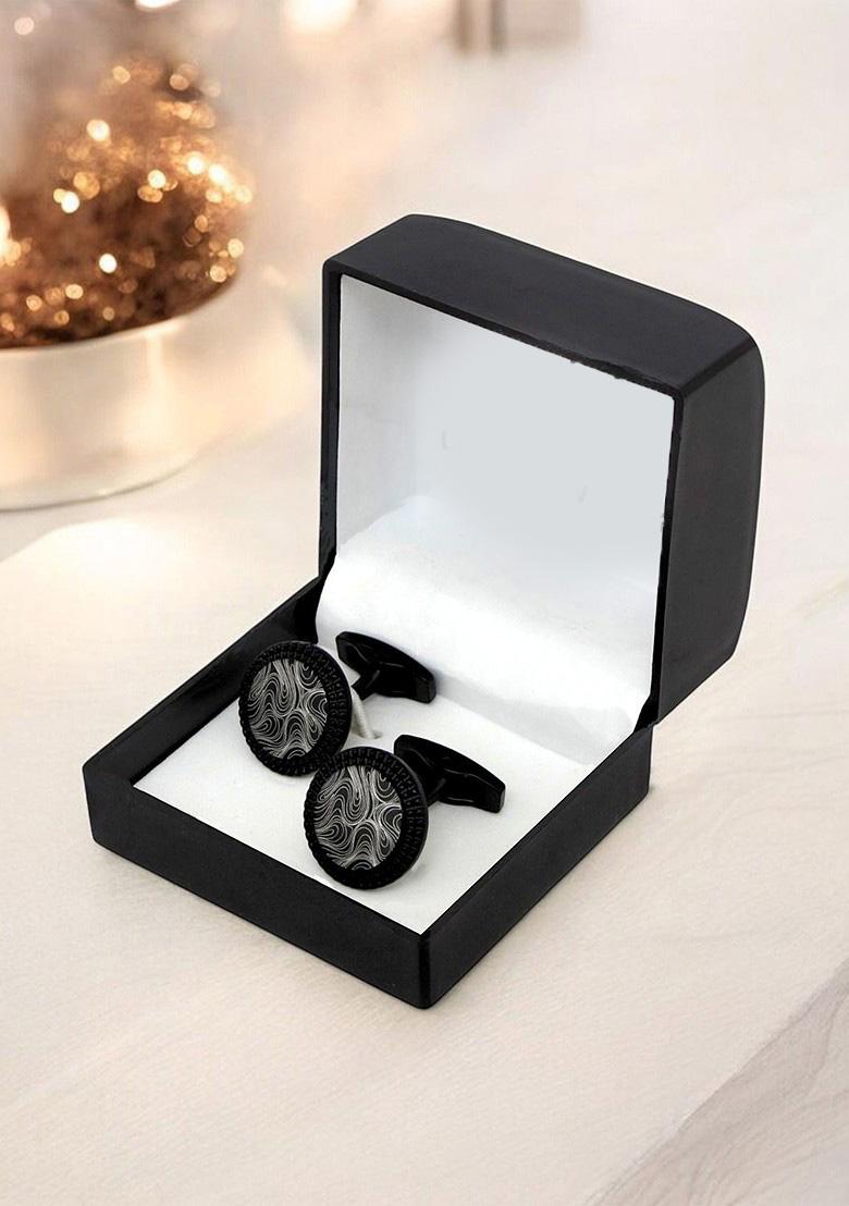 Black Studs Rhodium Plated Cuffling For Men