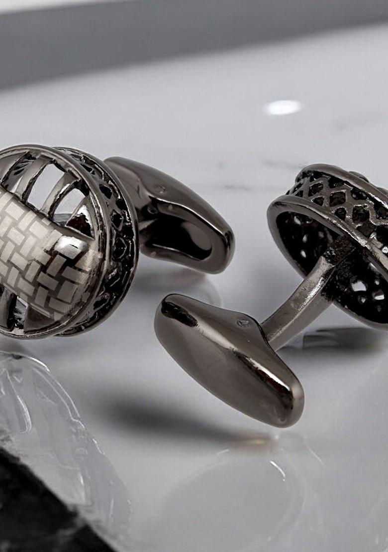 Black Studs Silver Plated Cuffling For Men