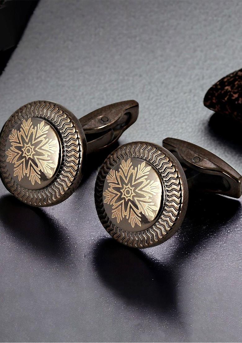 Black Studs Silver Plated Cuffling For Men