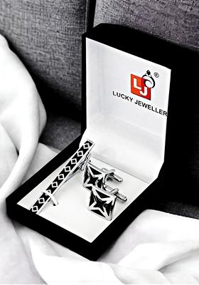 Black Studs Silver Plated Cuffling For Men