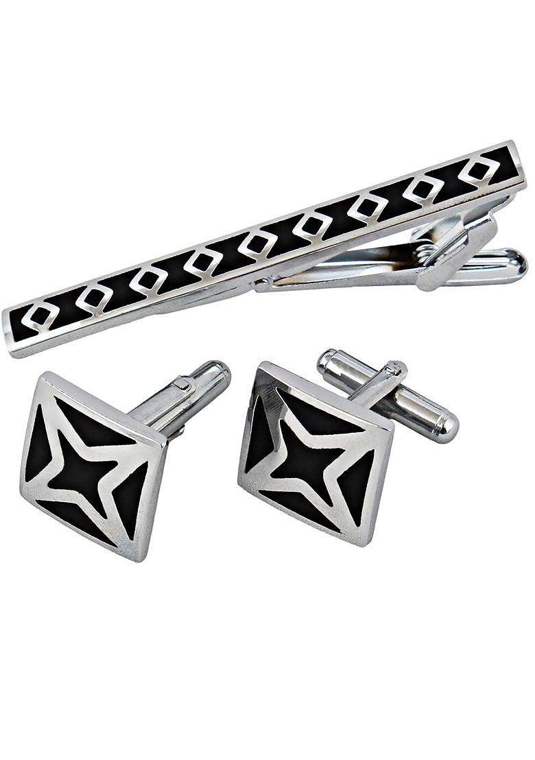 Black Studs Silver Plated Cuffling For Men
