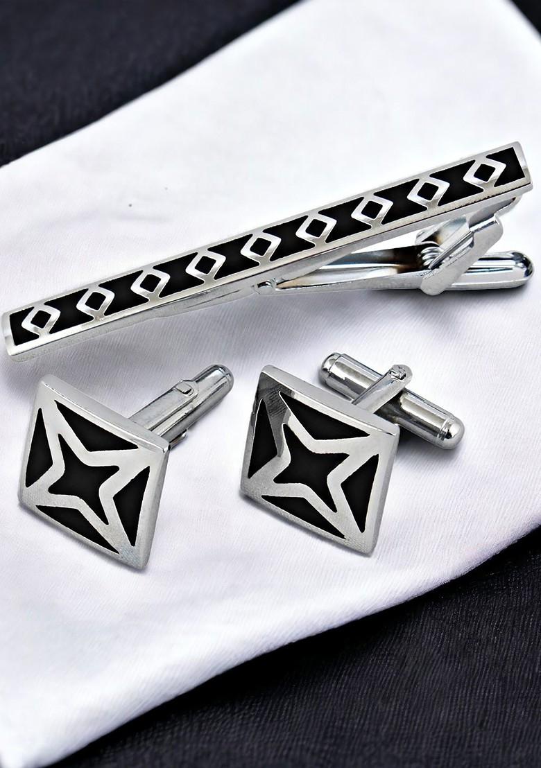 Black Studs Silver Plated Cuffling For Men