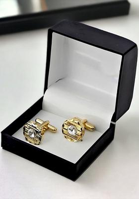 White Studs Gold Plated Cuffling For Men