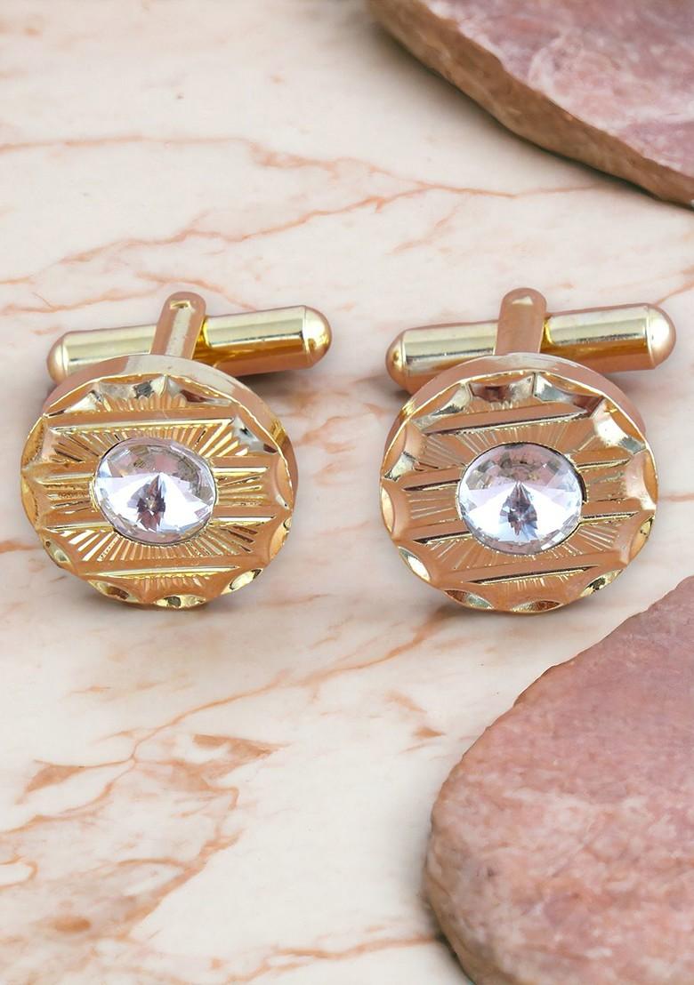 White Studs Gold Plated Cuffling For Men