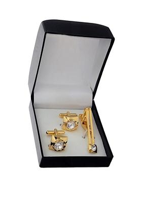 White Studs Gold Plated Cuffling For Men