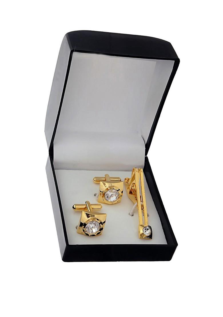 White Studs Gold Plated Cuffling For Men