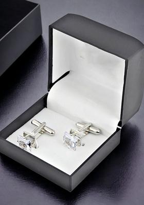 White Studs Silver Plated Cuffling For Men