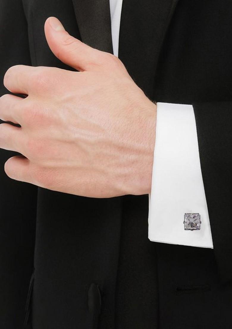 White Studs Silver Plated Cuffling For Men