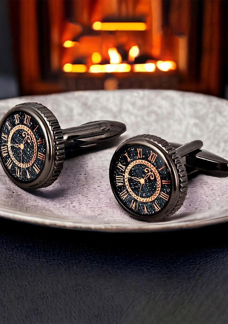 Black Studs Silver Plated Cuffling For Men