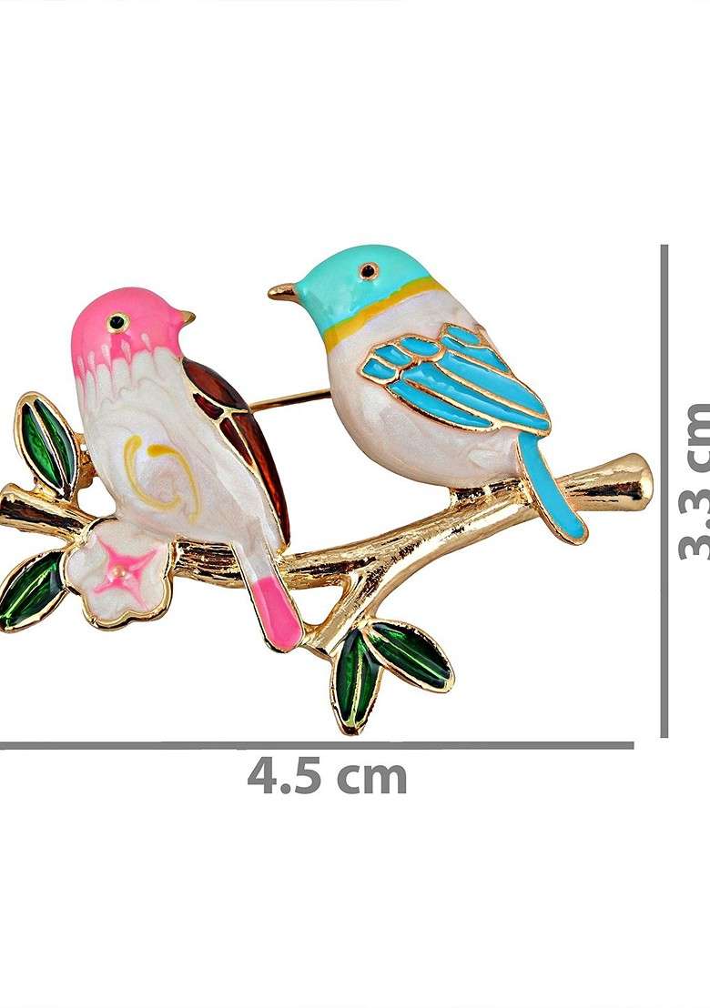 Pink Studs Gold Plated Brooch - Indya