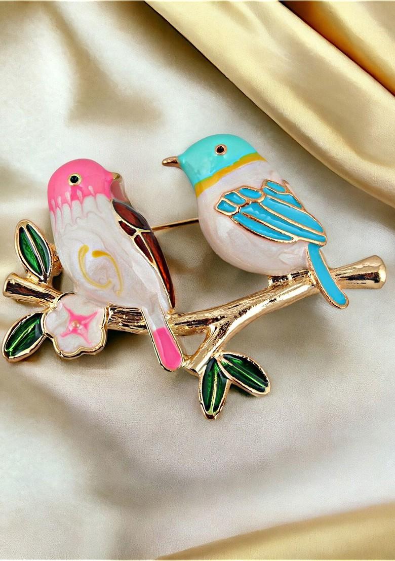 Pink Studs Gold Plated Brooch