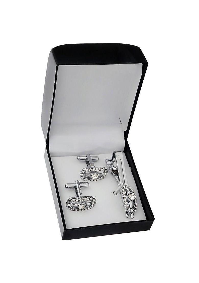 White Studs Silver Plated Cuffling For Men