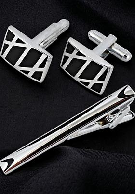 Black Studs Silver Plated Cuffling For Men