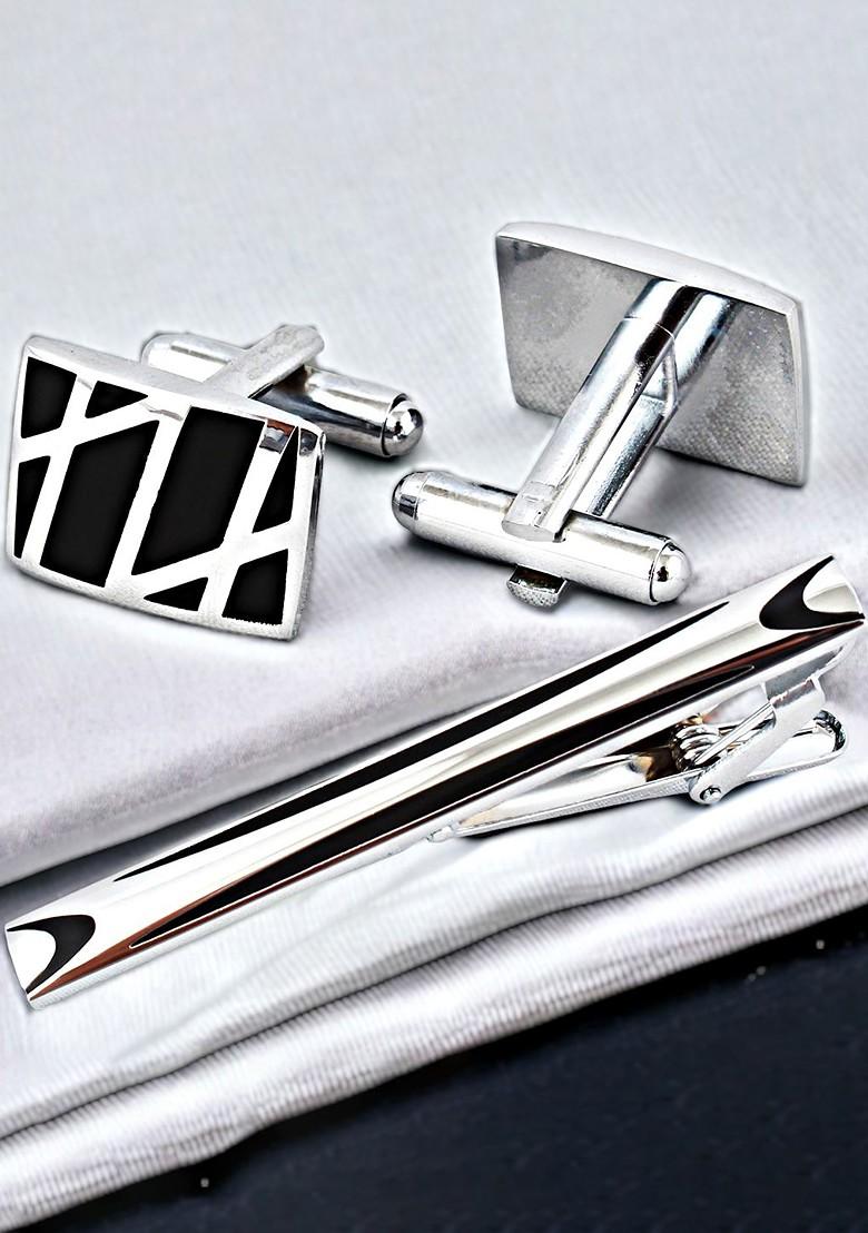 Black Studs Silver Plated Cuffling For Men