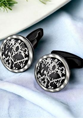 Black Studs Silver Plated Cuffling For Men