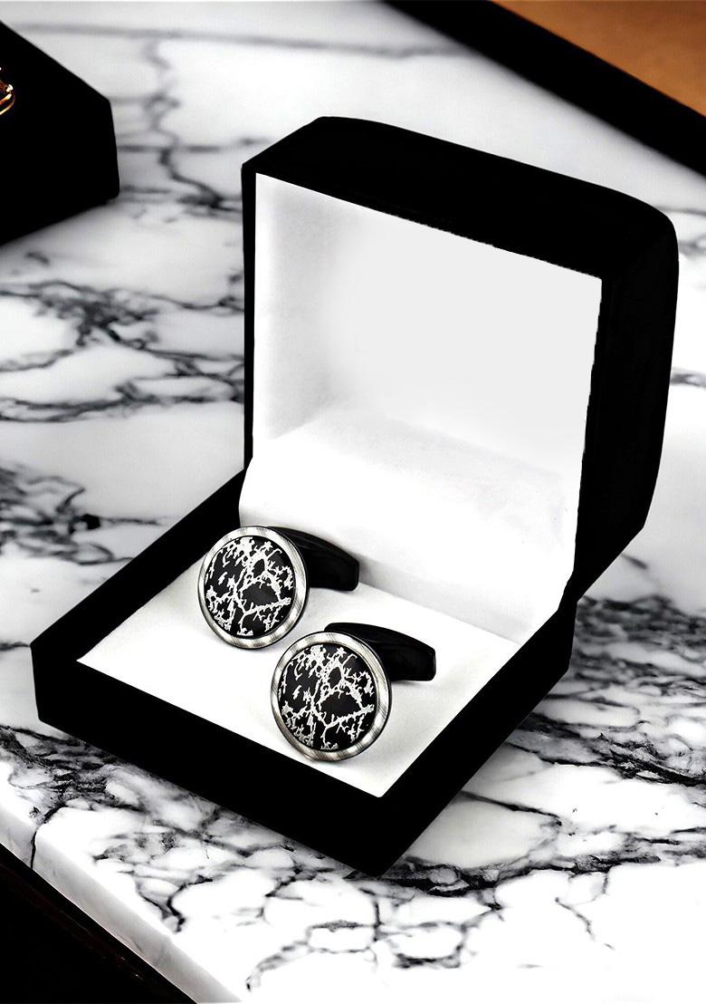 Black Studs Silver Plated Cuffling For Men