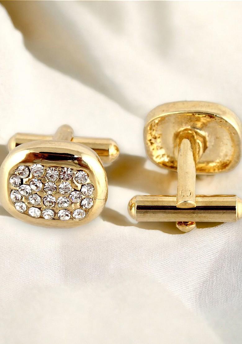 White Studs Gold Plated Cuffling For Men