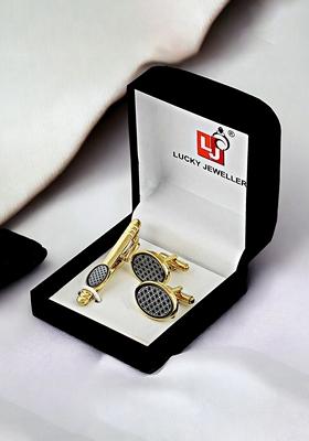 Black Studs Gold Plated Cuffling For Men