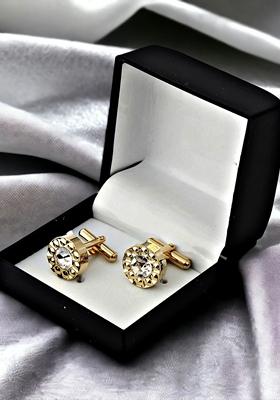 White Studs Gold Plated Cuffling For Men