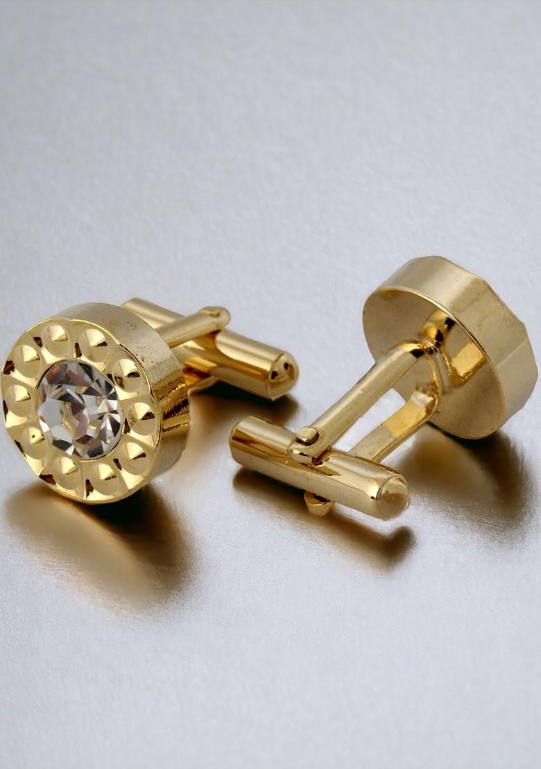 White Studs Gold Plated Cuffling For Men