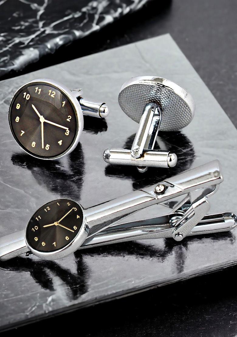 Black Studs Silver Plated Cuffling For Men