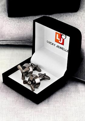 Black Studs Silver Plated Cuffling For Men