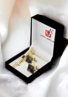 Black Studs Gold Plated Cuffling For Men