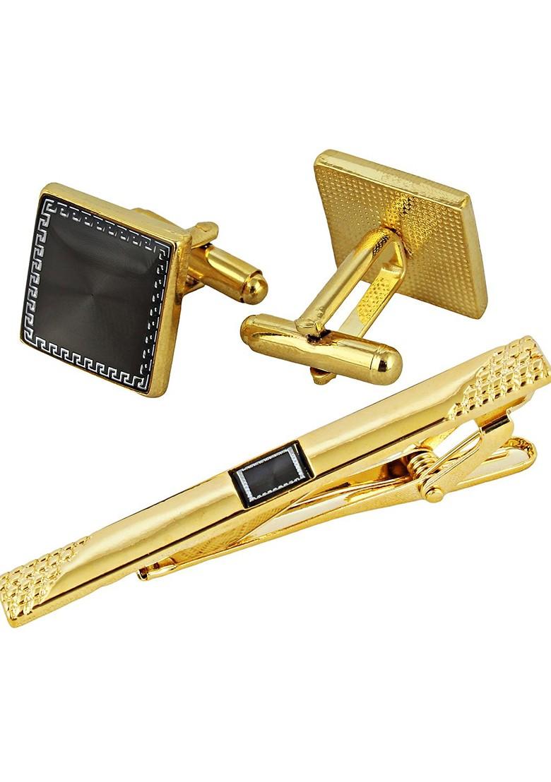 Black Studs Gold Plated Cuffling For Men