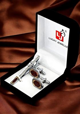 Maroon Studs Silver Plated Cuffling For Men