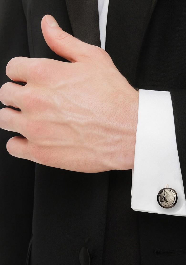 Black Studs Silver Plated Cuffling For Men