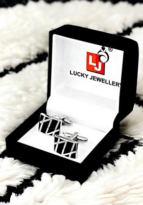 Black Studs Silver Plated Cuffling For Men