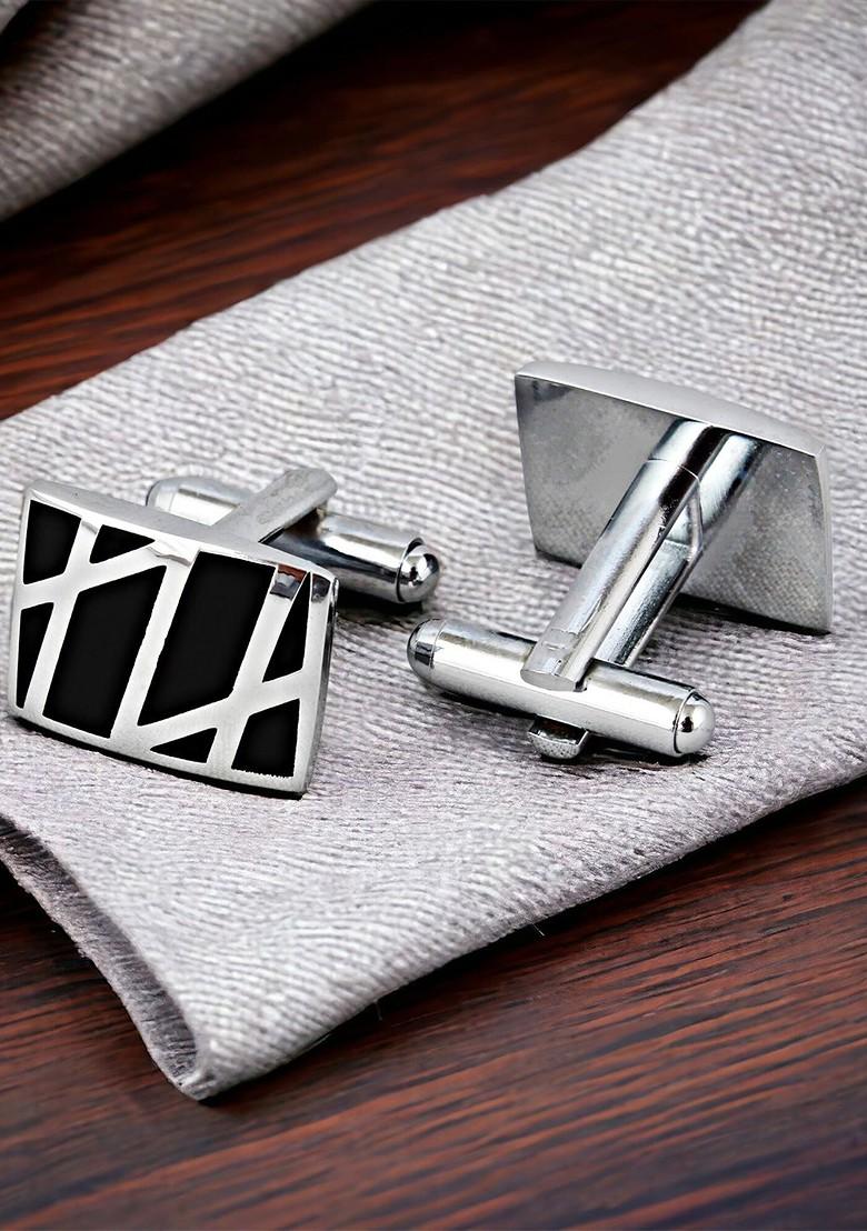 Black Studs Silver Plated Cuffling For Men