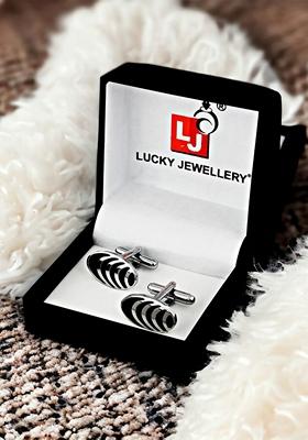 Black Studs Silver Plated Cuffling For Men