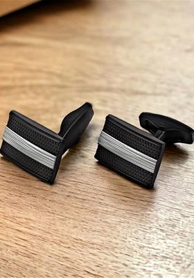 Black Studs Silver Plated Cuffling For Men