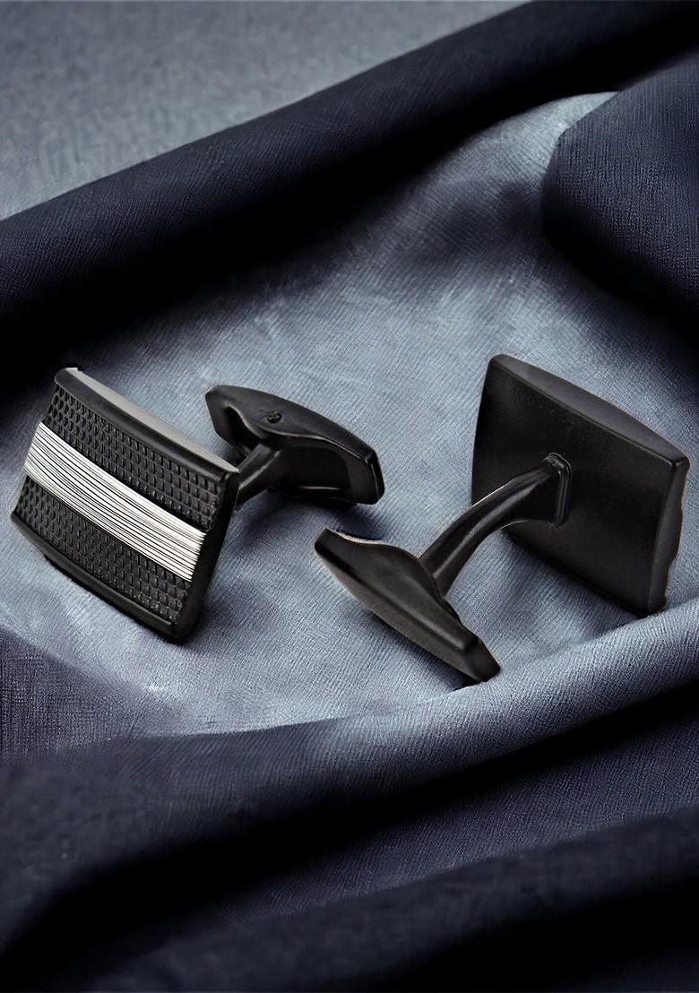 Black Studs Silver Plated Cuffling For Men
