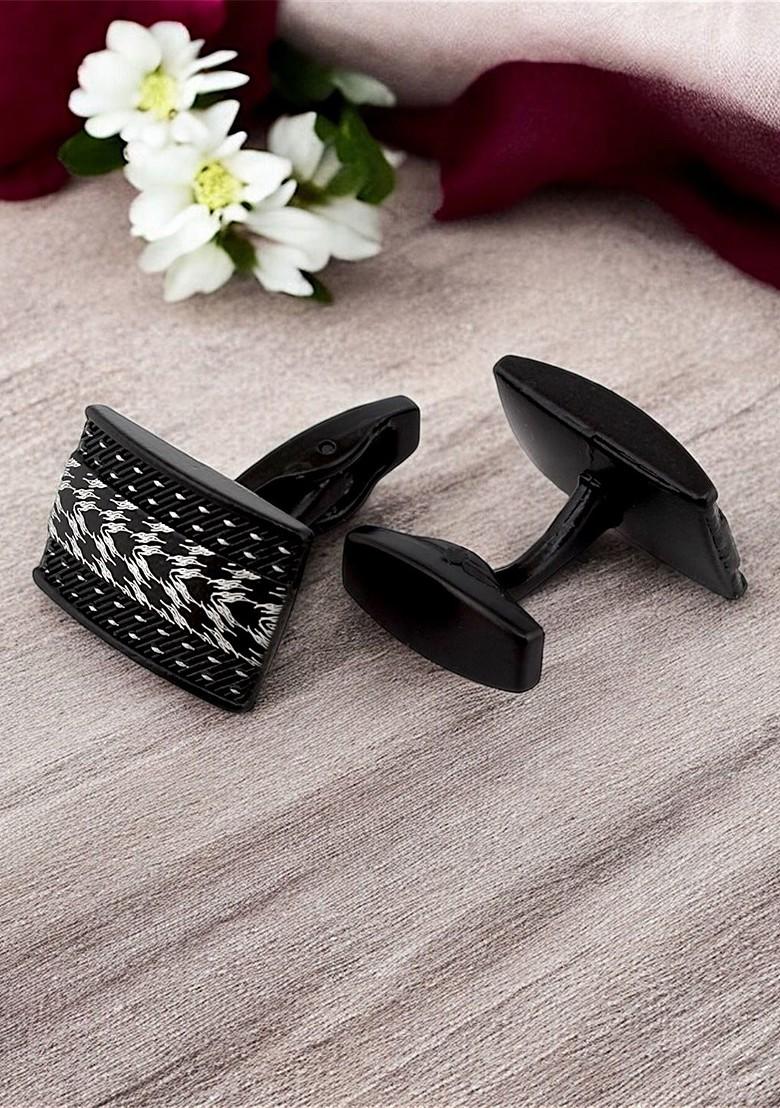 Black Studs Rhodium Plated Cuffling For Men