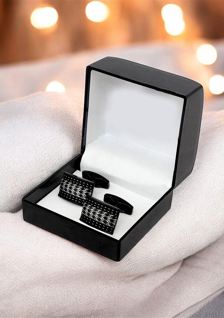 Black Studs Rhodium Plated Cuffling For Men