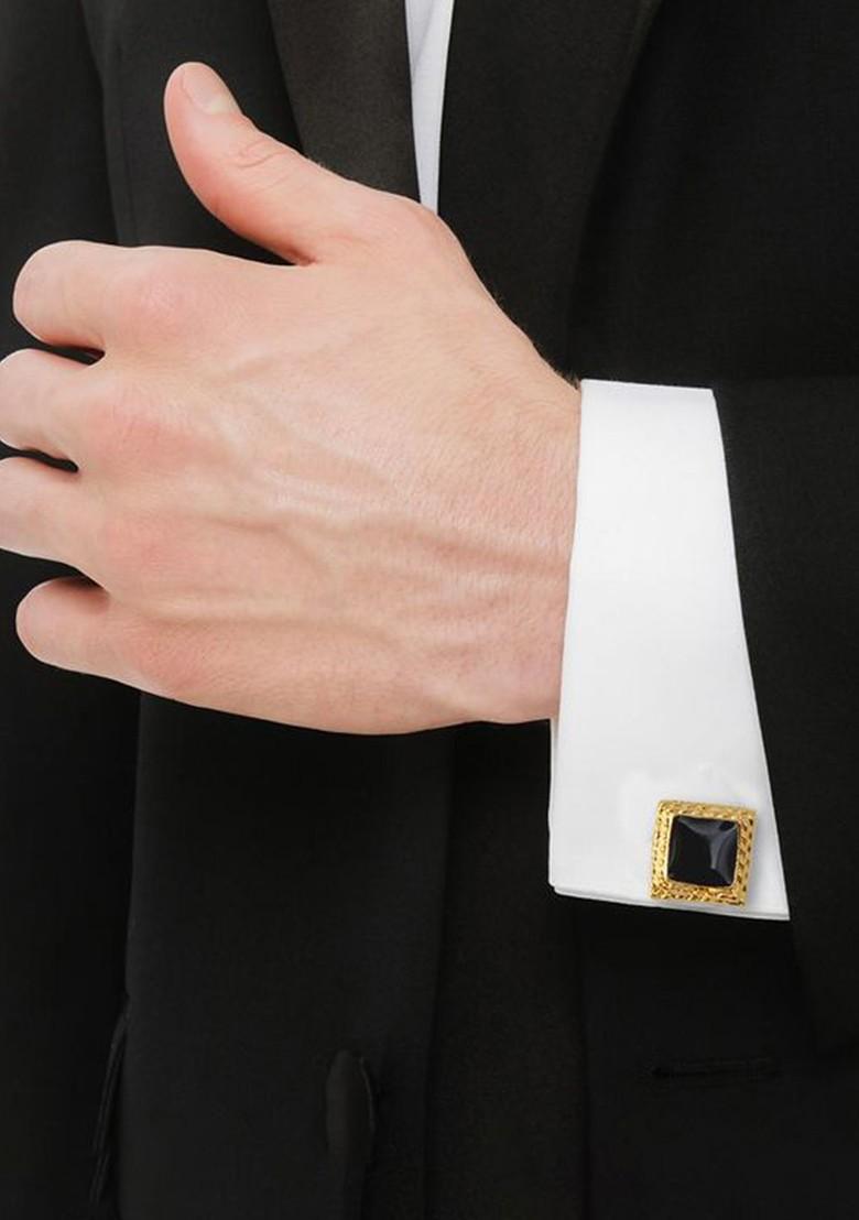 Black Studs Gold Plated Cuffling For Men