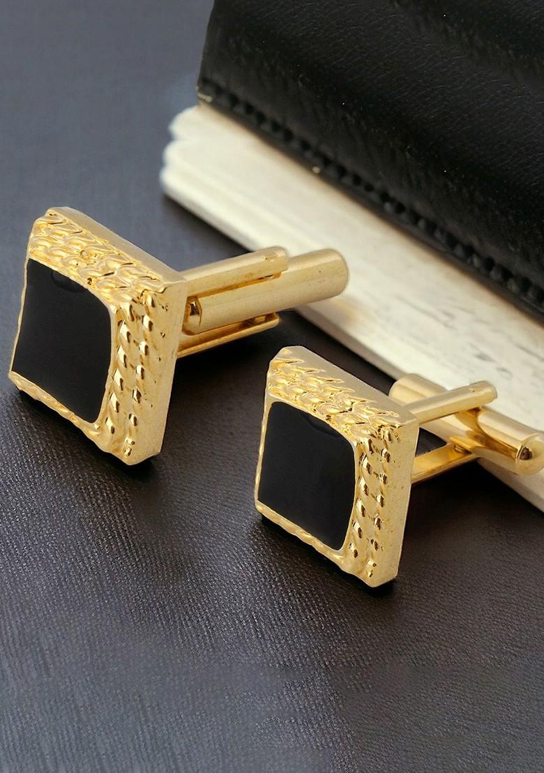 Black Studs Gold Plated Cuffling For Men