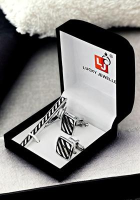 Black Studs Silver Plated Cuffling For Men