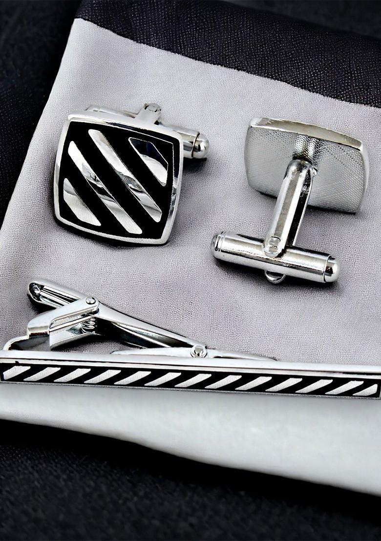 Black Studs Silver Plated Cuffling For Men