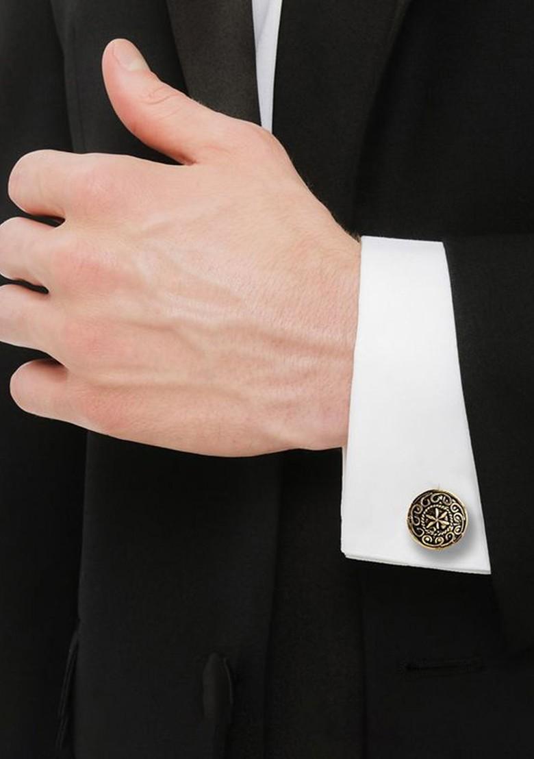 Black Studs Gold Plated Cuffling For Men